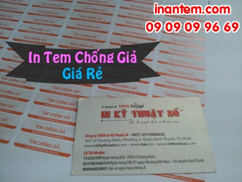 Sản phẩm tem chống giả giá rẻ tại Cty TNHH In Kỹ Thuật Số - Digital Printing